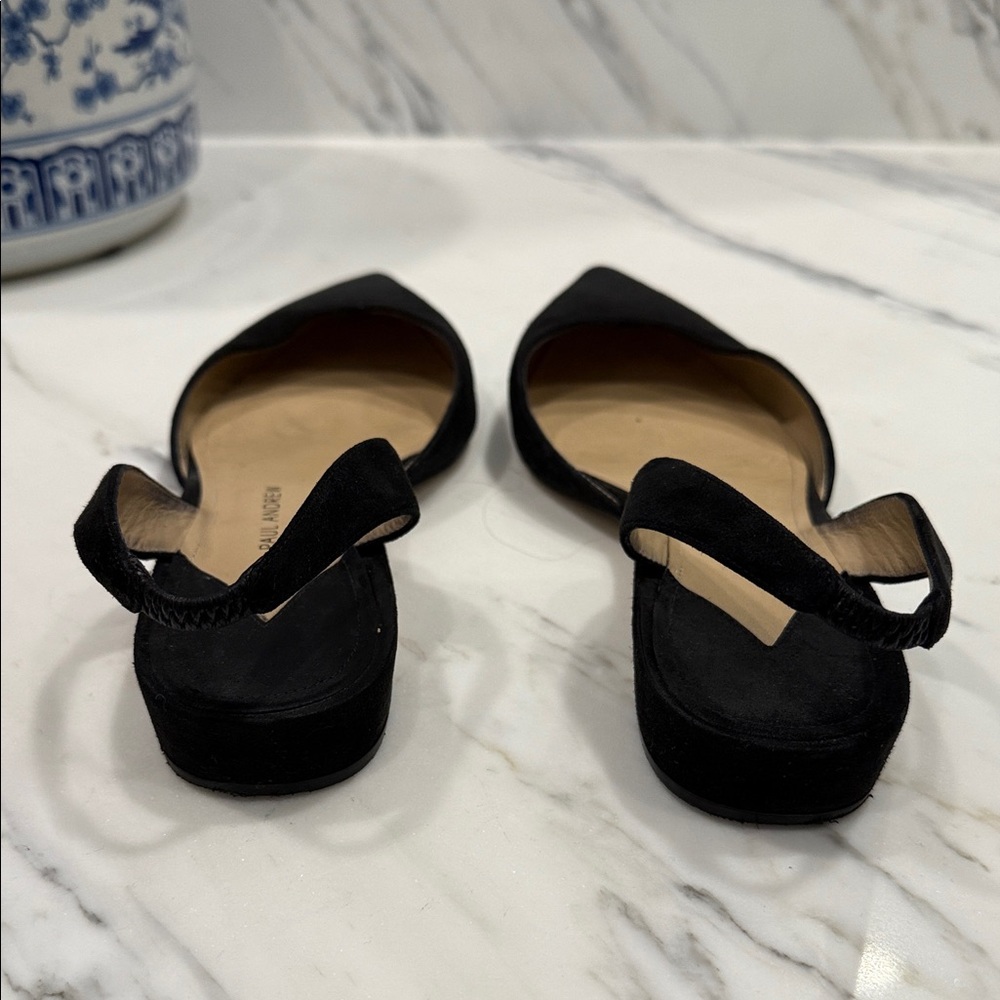 Paul Andrew Black Pointed Toe Suede Slingbacks - Picture 4 of 8